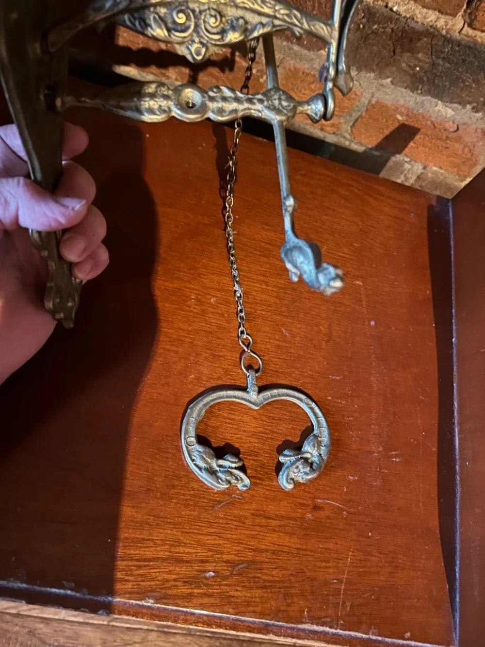 Antique English Victorian Brass Door Bell Hanger no bell